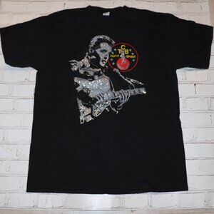 Vintage black and silver glitter Elvis T-shirt XL Diamond Dust